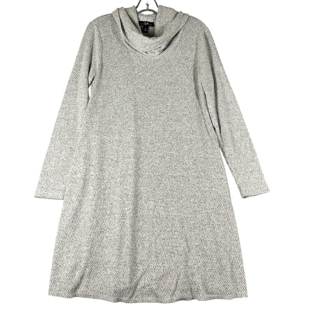 AGB Dress Womens Medium Gray Long Sleeve Cowl Neck Knit Pullover Stretch Soft
